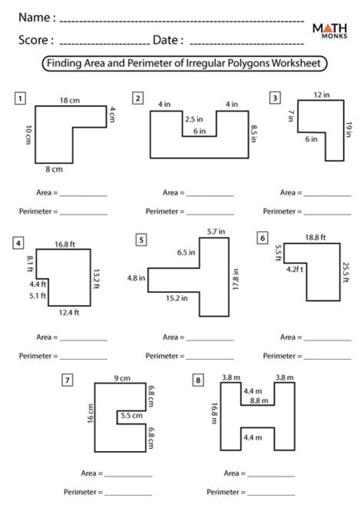 Area and Perimeter Worksheets with Answers PDF – Printable Math Practice