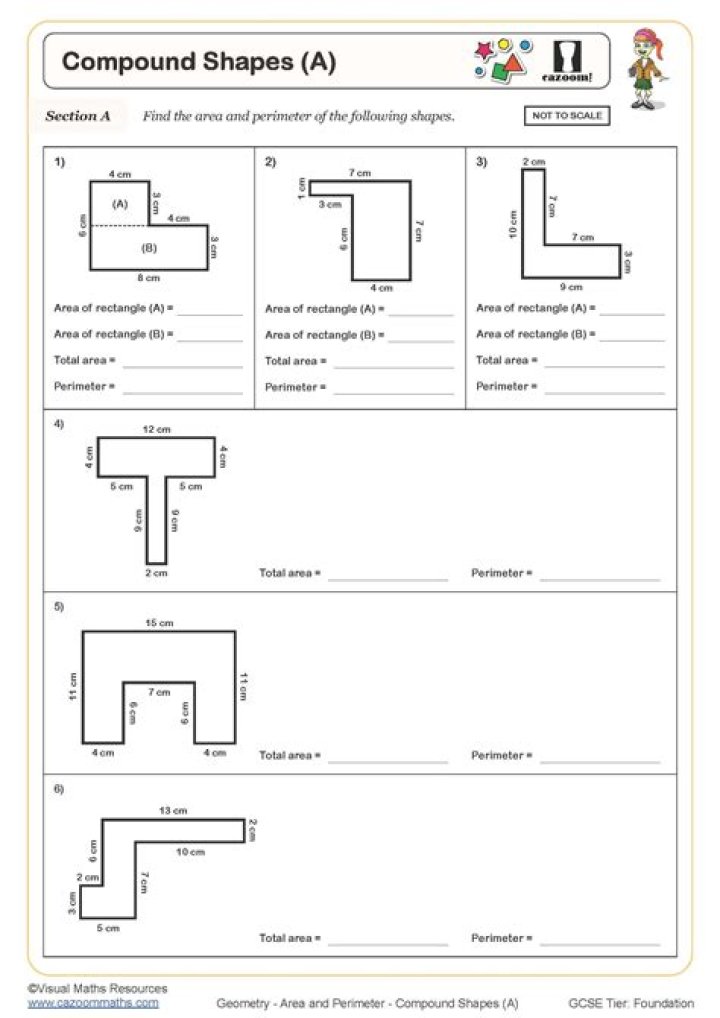 Area Compound Shapes Worksheet Answer Key PDF – Instant Download