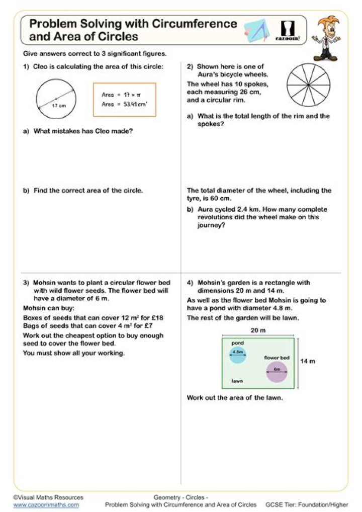 Area of Circle Word Problems Worksheet PDF – Practice Math Skills