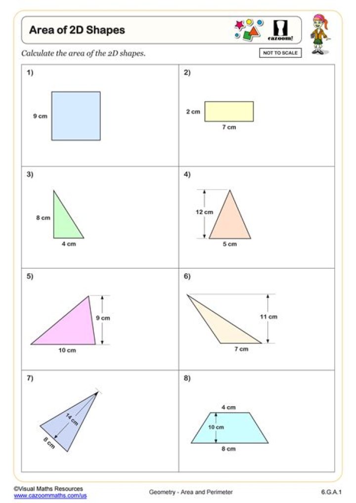 Area of Different Shapes Worksheet PDF – Printable Math Practice
