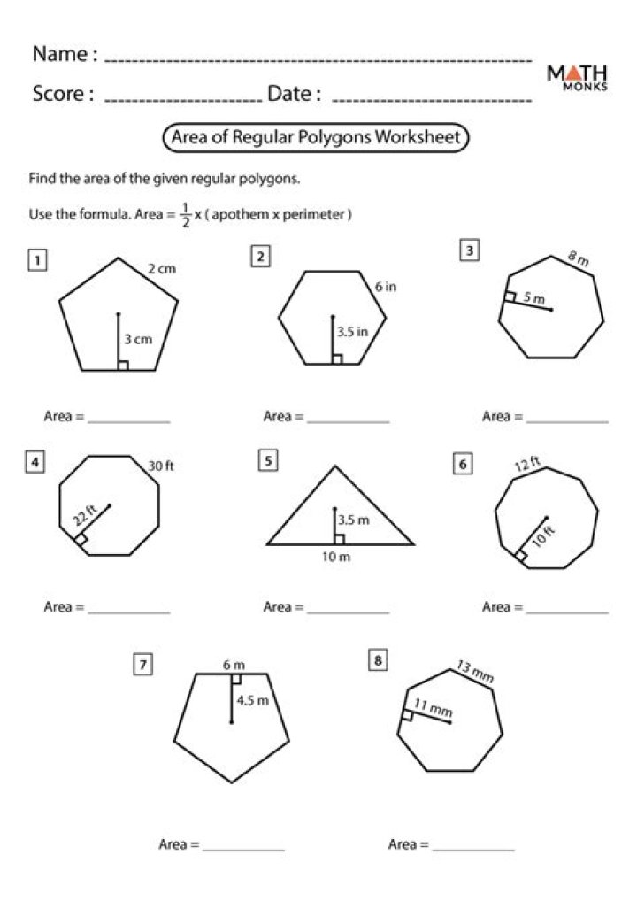 Class 8 Area of Polygons Worksheets PDF for Easy Practice