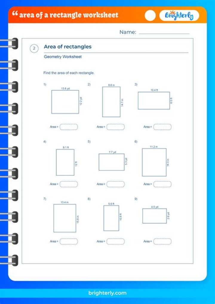 Free Area of Rectangle Worksheet PDF for Quick Math Practice