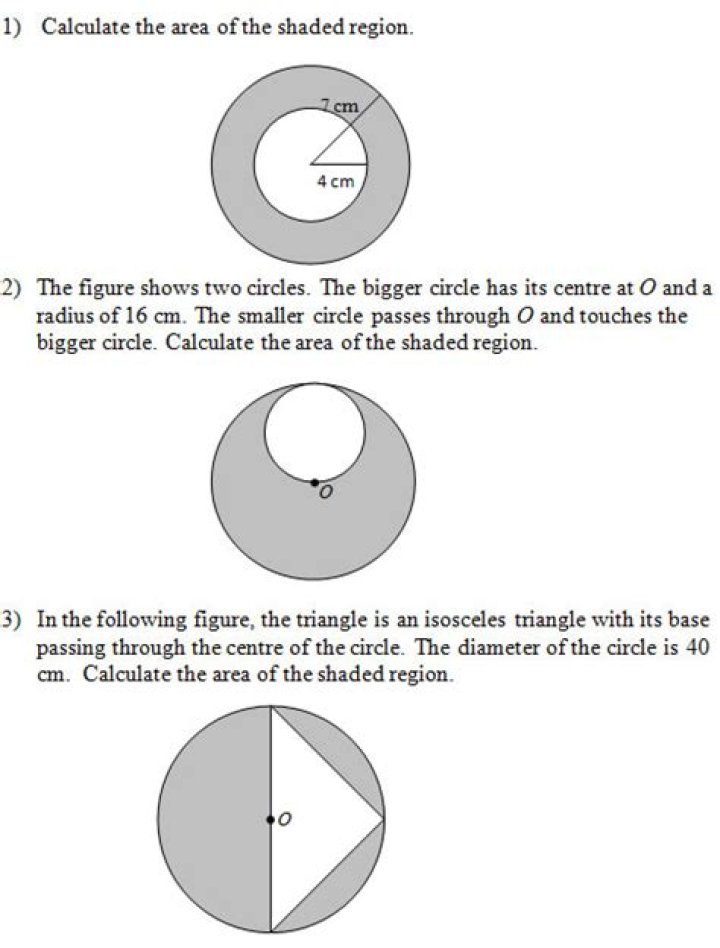 Free PDF Worksheet: Area of Shaded Region in Circles