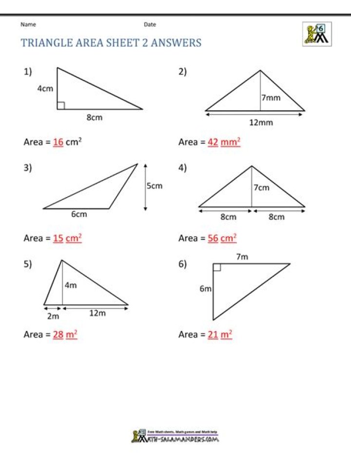 Area of Triangle Questions with Answers PDF: Master Geometry Concepts