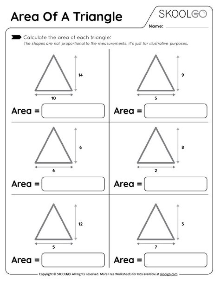 Free Area of Triangle Worksheet PDF for Math Practice