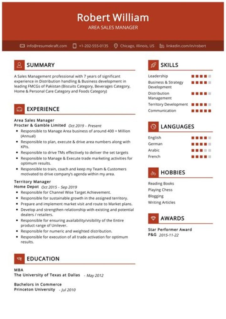 Area Sales Manager Resume PDF for Your Career Move