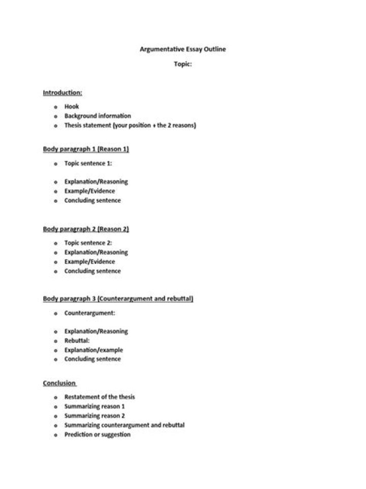 Argumentative Essay Outline Worksheet PDF – Free Download