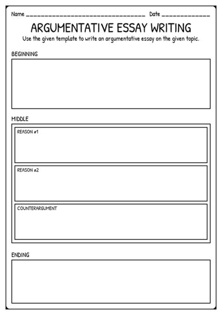 Argumentative Essay Worksheet PDF for Students