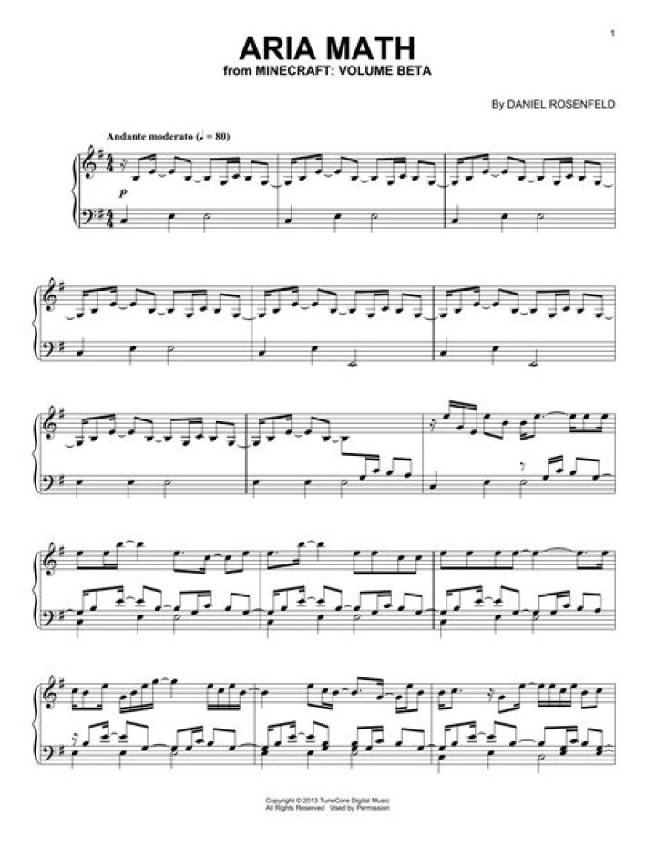 Free Aria Math Piano Sheet Music PDF for Download