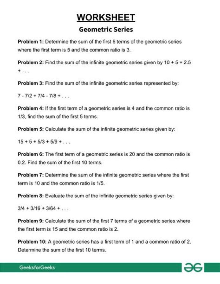 Arithmetic and Geometric Series Word Problems with Answers PDF