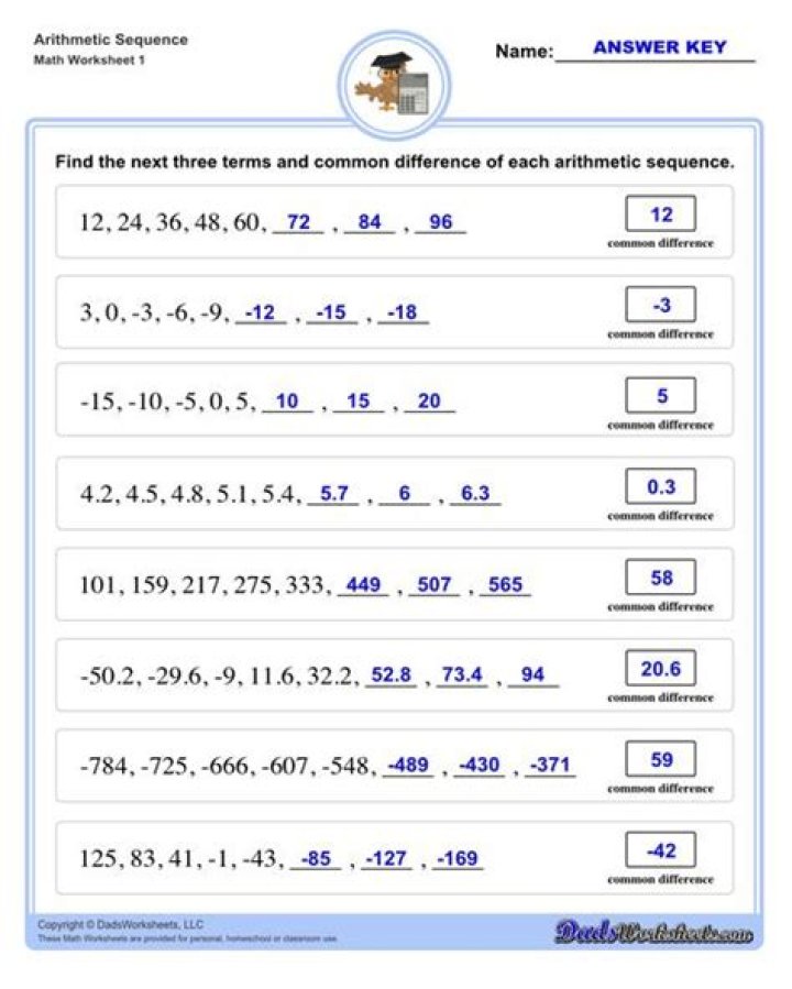 Free Arithmetic Sequence Questions PDF for Practice