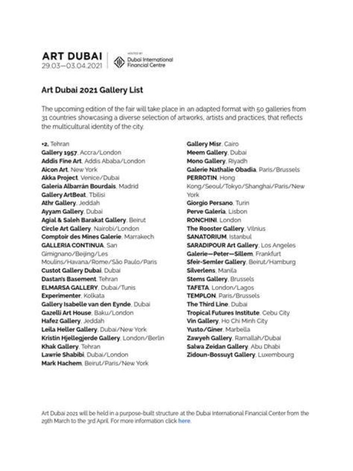 Art Dubai 2023 Galleries List PDF – Complete Gallery Directory