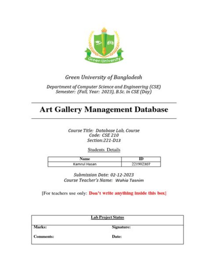 Art Gallery Management Database Project PDF: Streamline Operations & Data Management