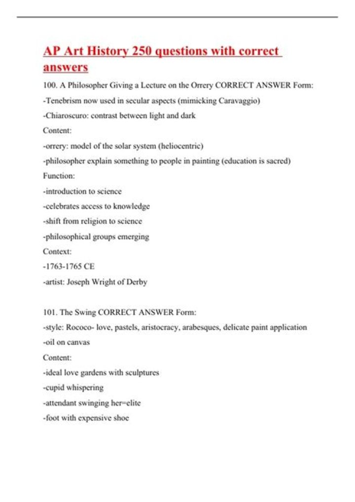 Art History Questions & Answers PDF: Expert Study Guide