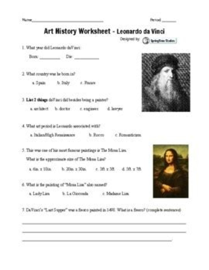 Free Art History Worksheets PDF for Students & Teachers