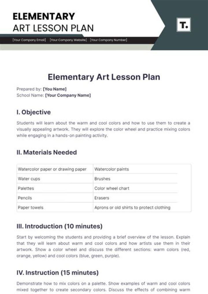 Free Art Lesson Plans for Elementary Students – Downloadable PDF