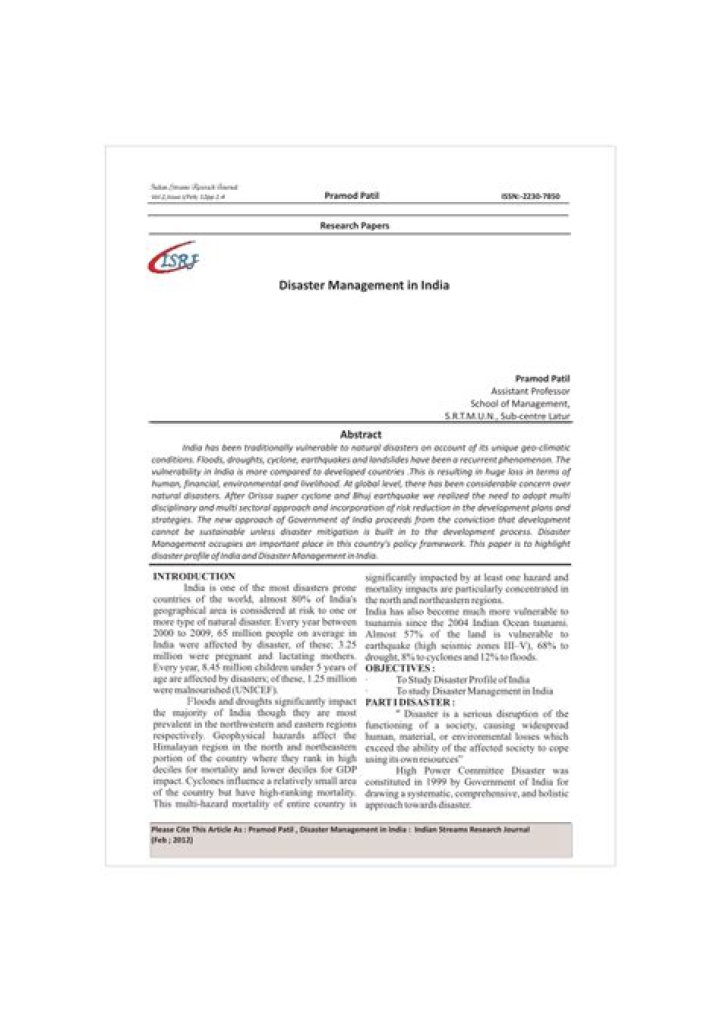 Comprehensive Article on Disaster Management in India – PDF Download