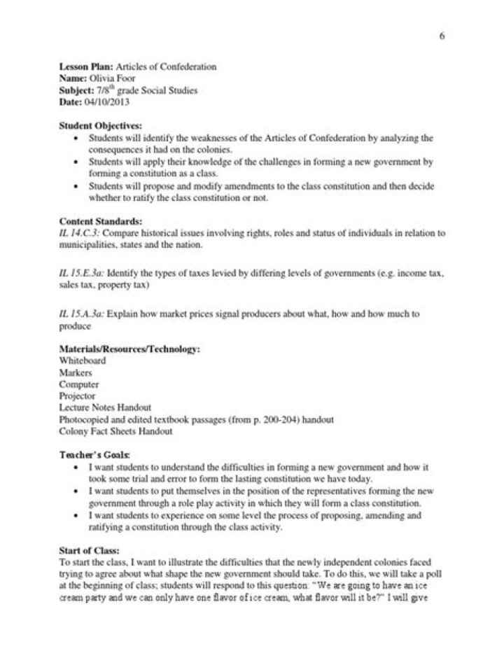 Free Articles of Confederation Lesson Plan PDF for Teachers