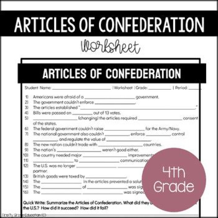 Articles of Confederation PDF Worksheet Answer Key – Free Download