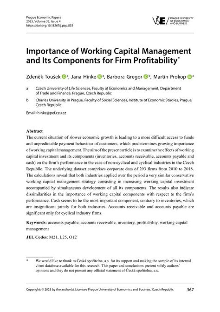 Working Capital Management & Profitability: Essential PDF Insights
