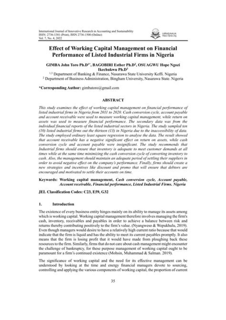 Comprehensive Articles on Working Capital Management in India PDF