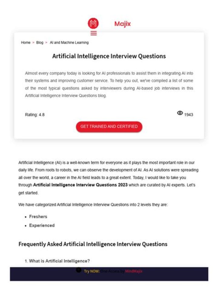 Top Artificial Intelligence Interview Questions PDF for 2024