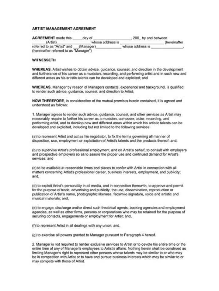 2022 Artist Management Contract PDF: Essential Legal Framework