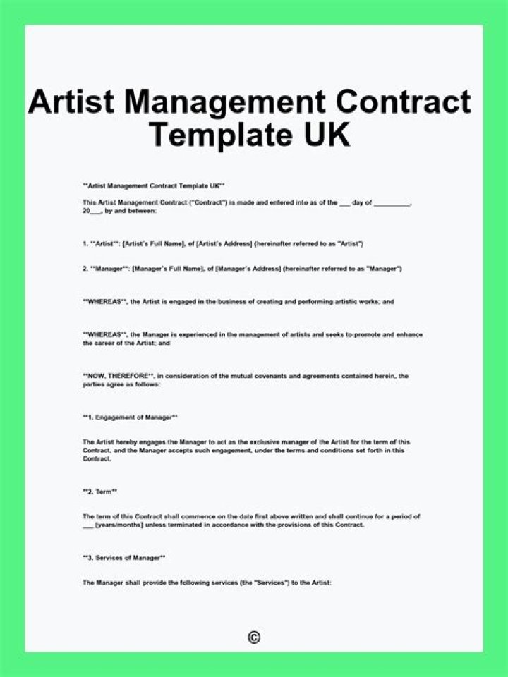 Artist Management Contract Template PDF: Professional Legal Document for Artists