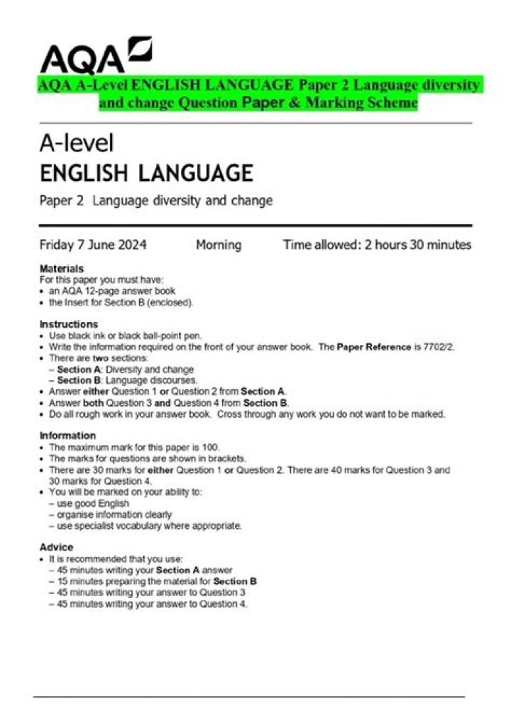 As Level English Paper 1 Model Answers PDF – Perfect Practice