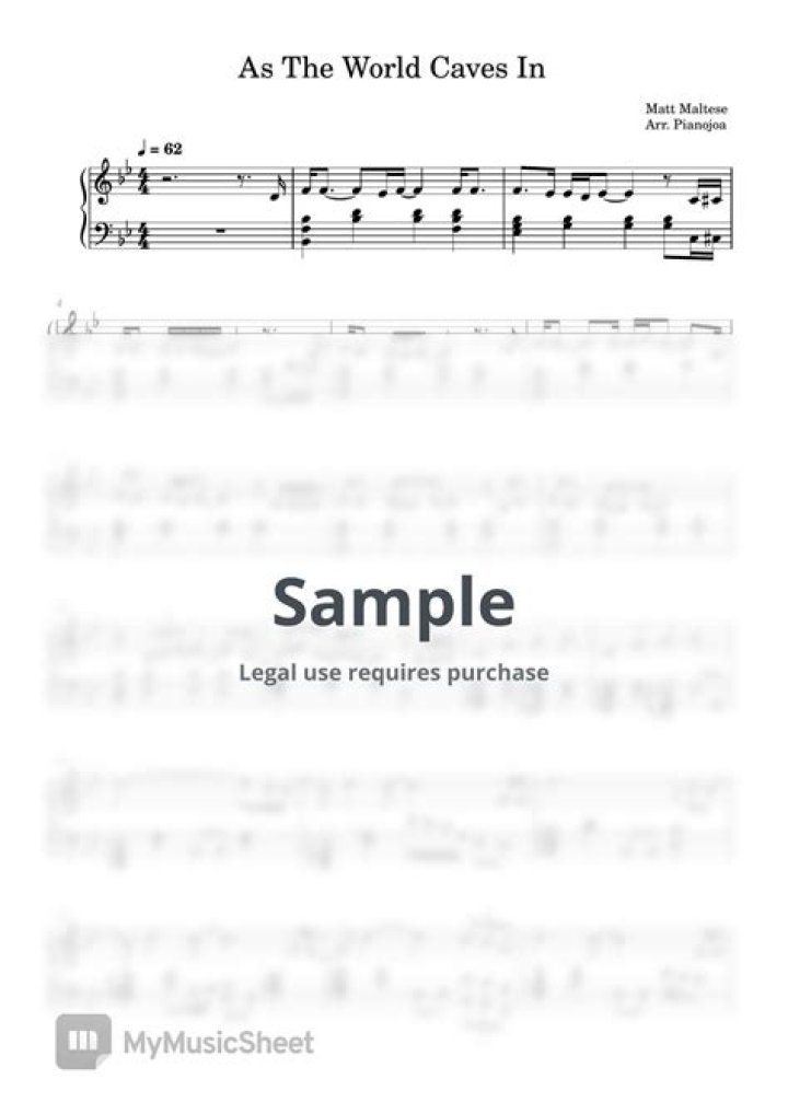 Play 'As the World Caves In' Piano Sheet Music PDF – Download Now