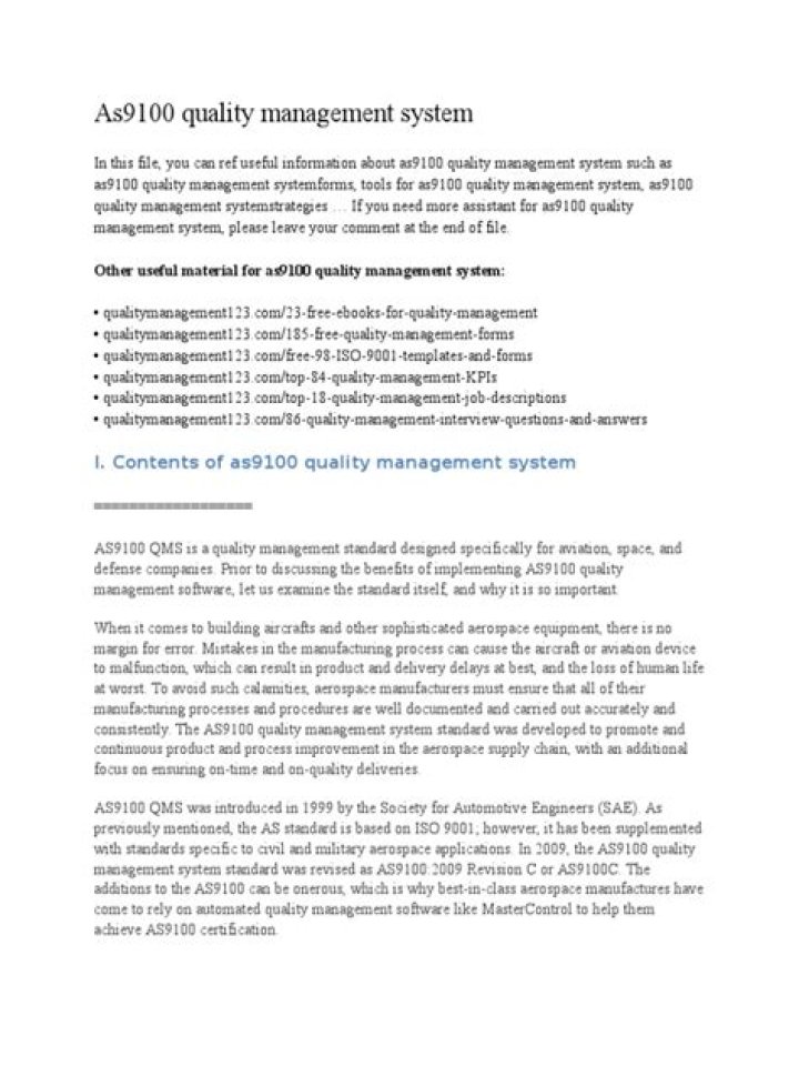 Download AS9100 Quality Management System PDF for Compliance & Certification