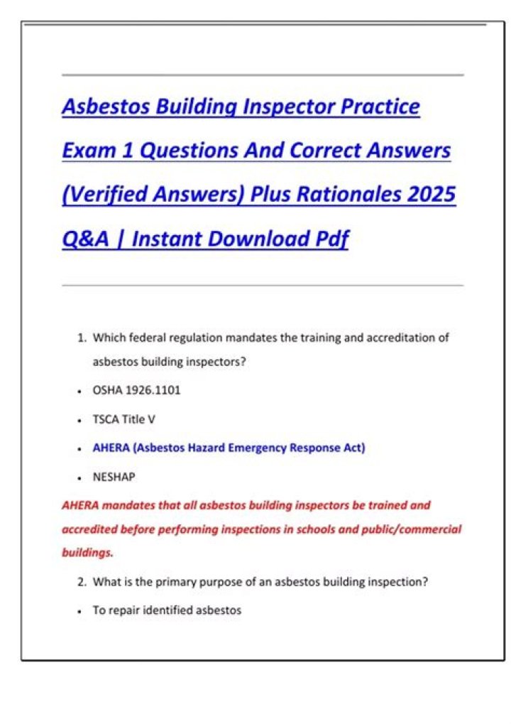 Free Asbestos 100 Question Test Answers PDF – Pass with Confidence