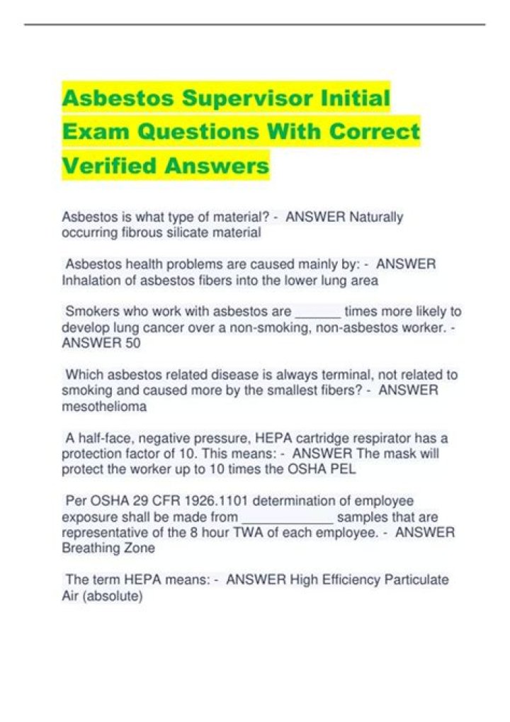 Asbestos Supervisor Test Answers PDF – Official Exam Guide