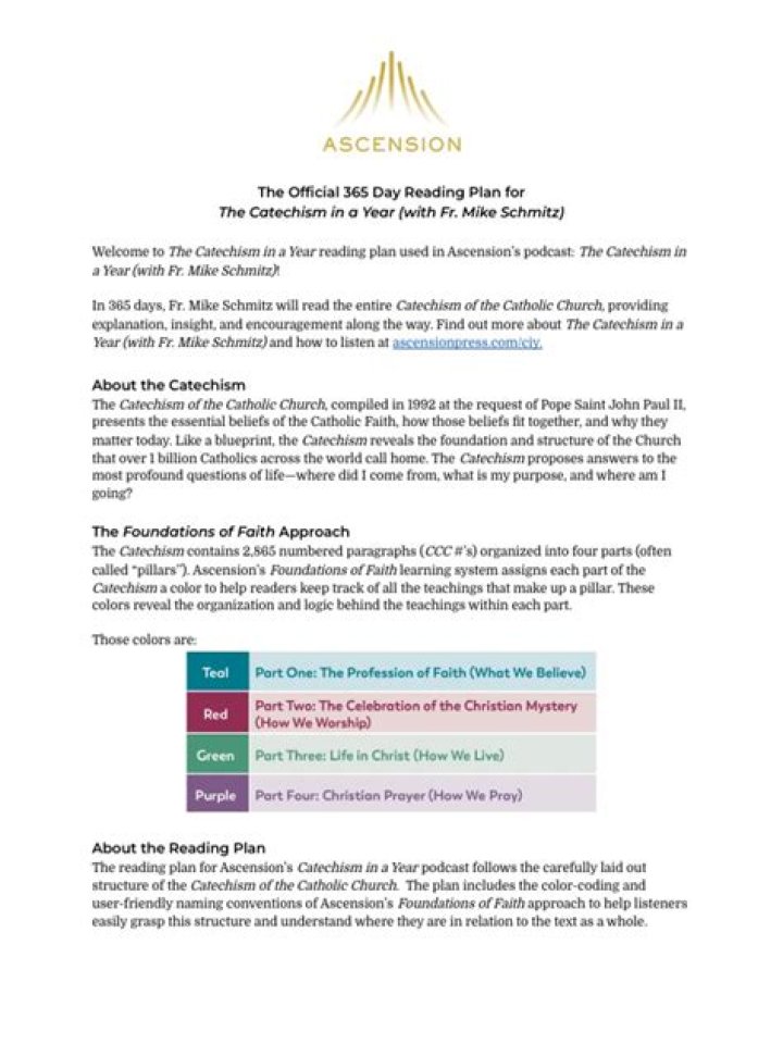 Ascension Press Catechism in a Year: Daily Reading Plan PDF