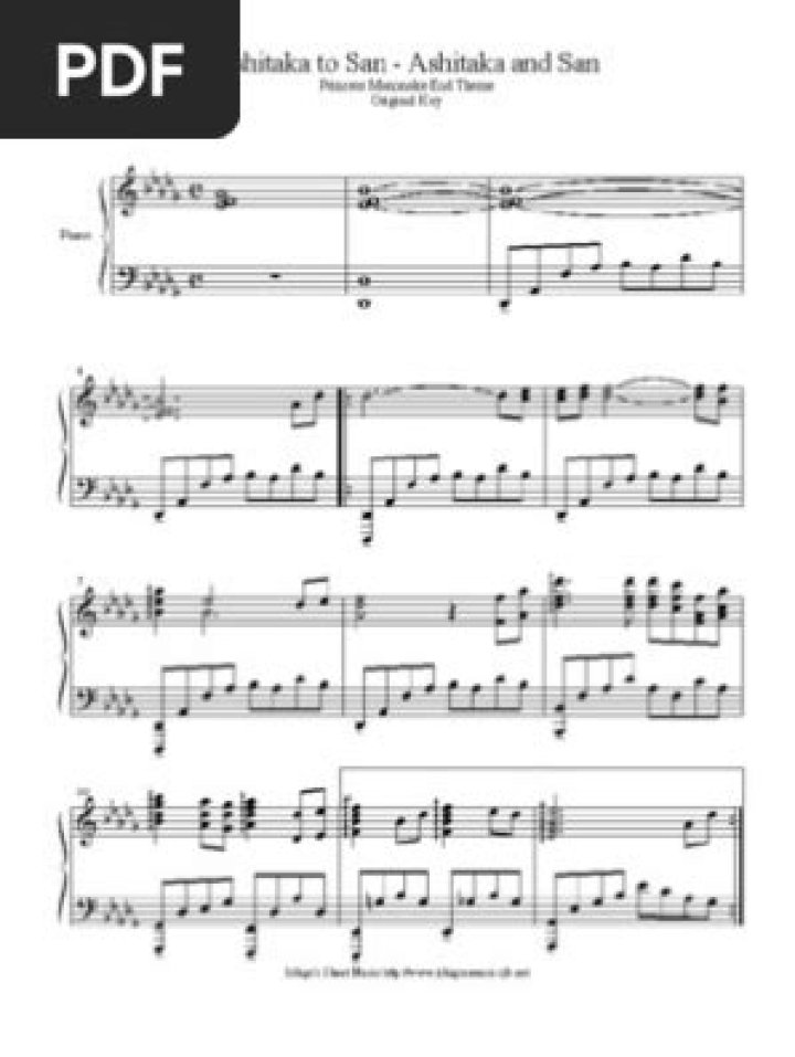 Ashitaka & San Piano Sheet PDF – Free Download for Musicians