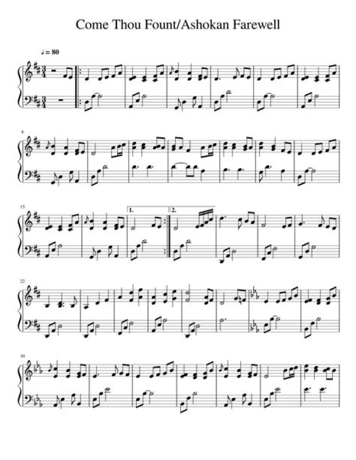 Ashokan Farewell Piano Sheet Music PDF for Instant Download