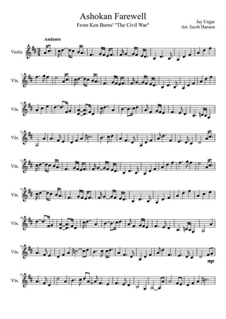 Ashokan Farewell Violin Sheet Music PDF – Free Download