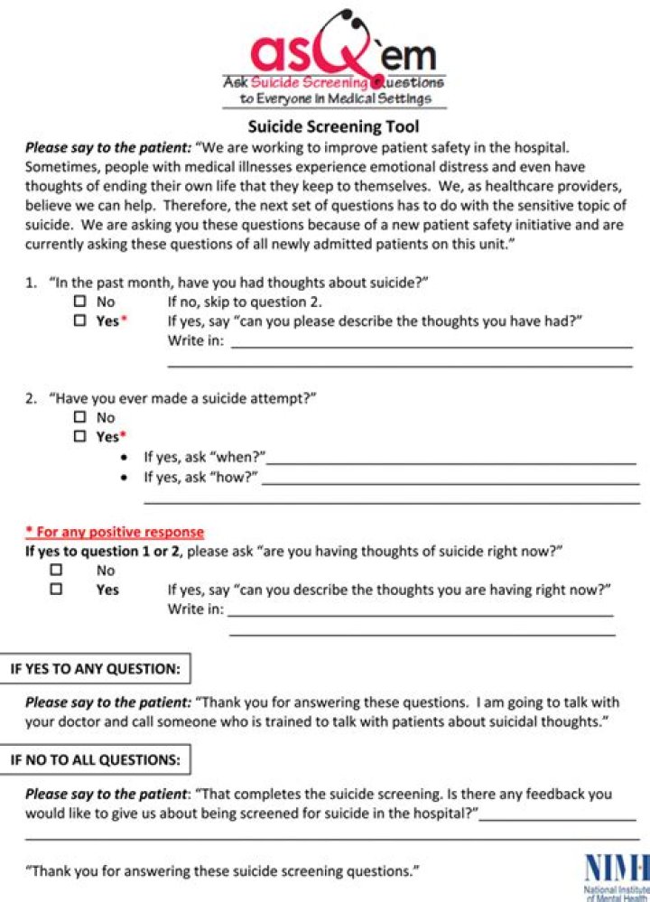Free Suicide Screening Questions PDF: Essential Questions for Mental Health Check-In