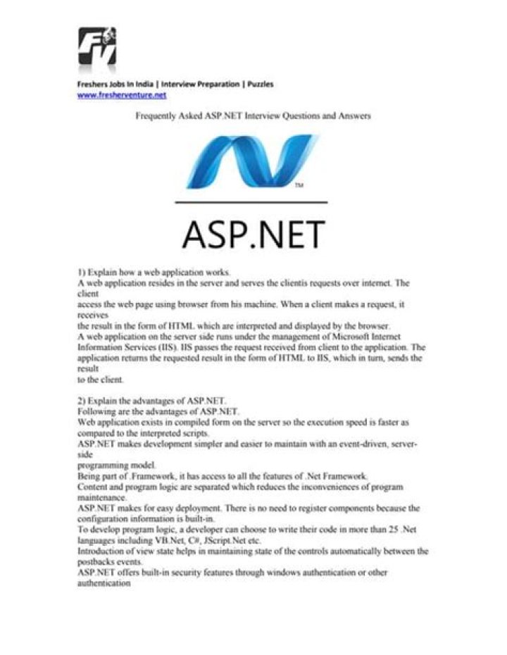ASP .NET FAQs with Answers: PDF Guide for Developers