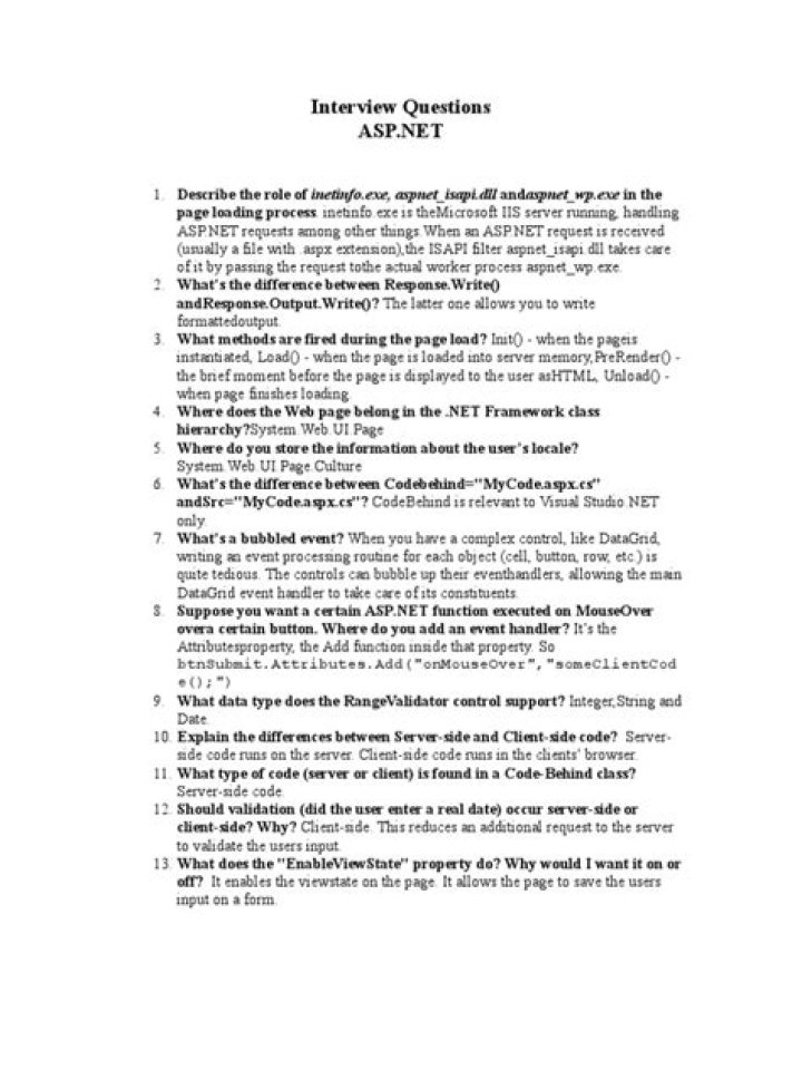 Asp Net Interview Questions PDF: Master Your Next Coding Interview