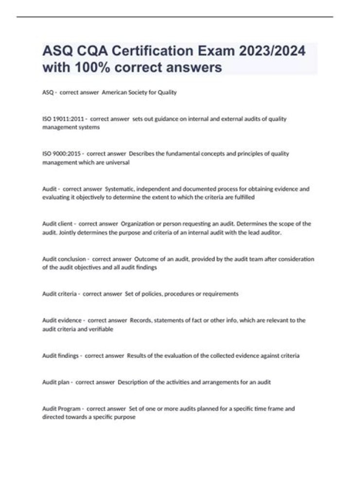 ASQ CQA Exam Questions PDF: Practice Test Bank for Certification Success
