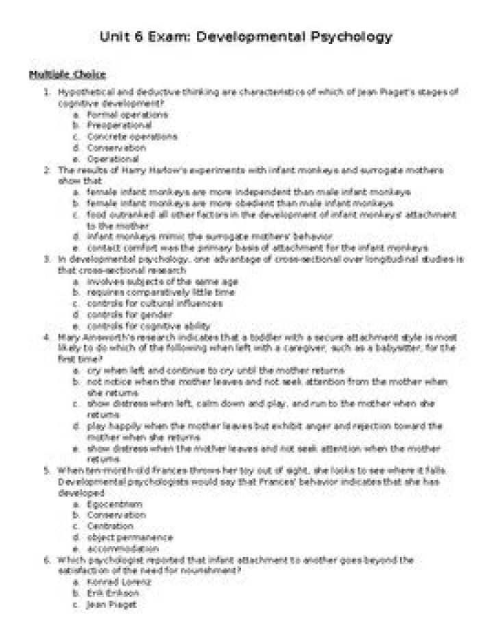 Developmental Psychology Assessment Answer Key PDF – Instant Grading Guide