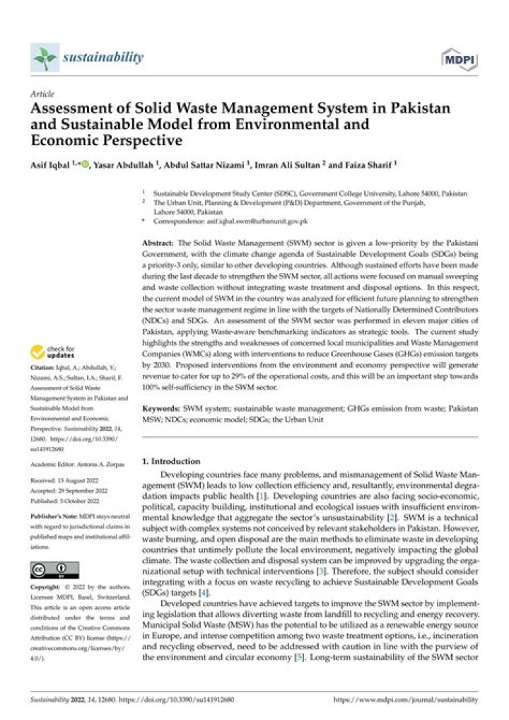 Comprehensive Assessment of Solid Waste Management PDF