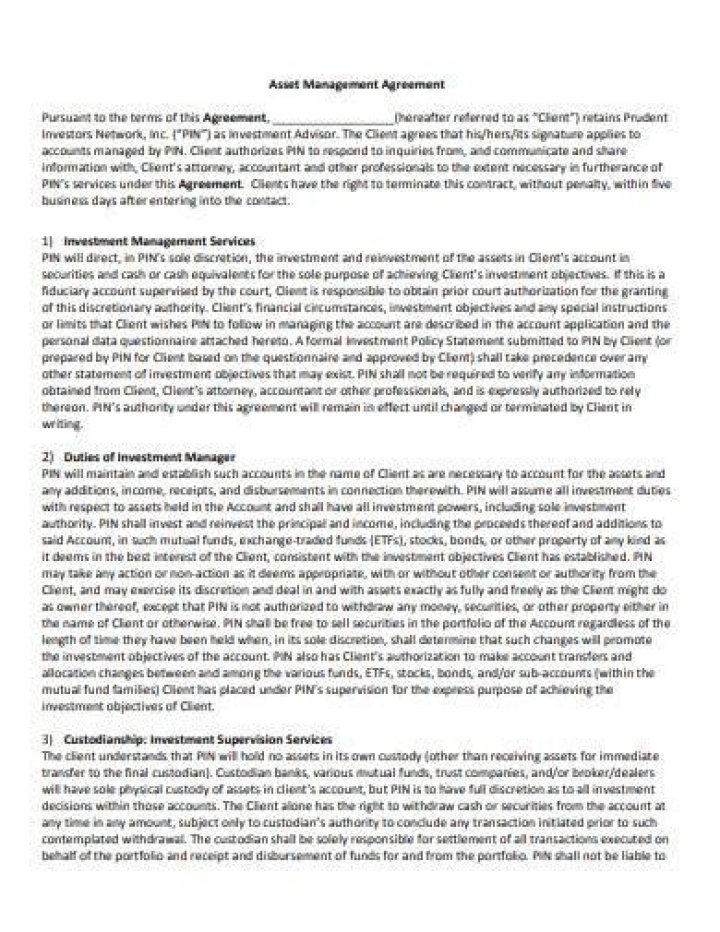 Asset Management Agreement PDF: Legal Template & Guide