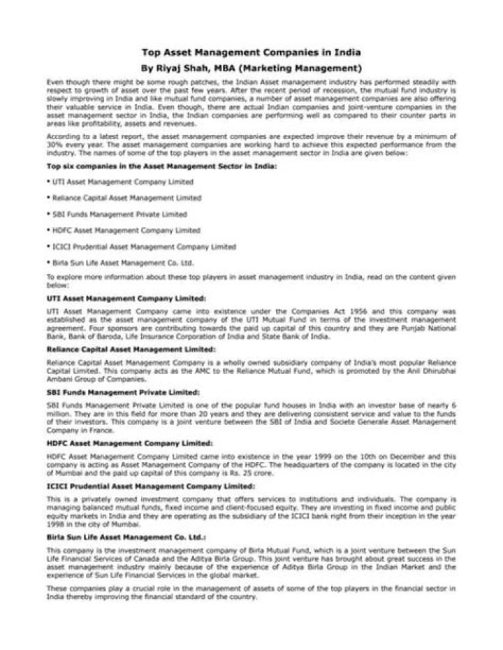 Asset Management Companies in India: Essential PDF Guide