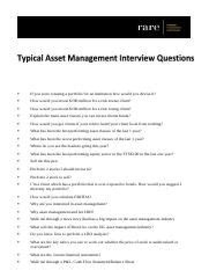 Top Asset Management Interview Questions PDF for 2025