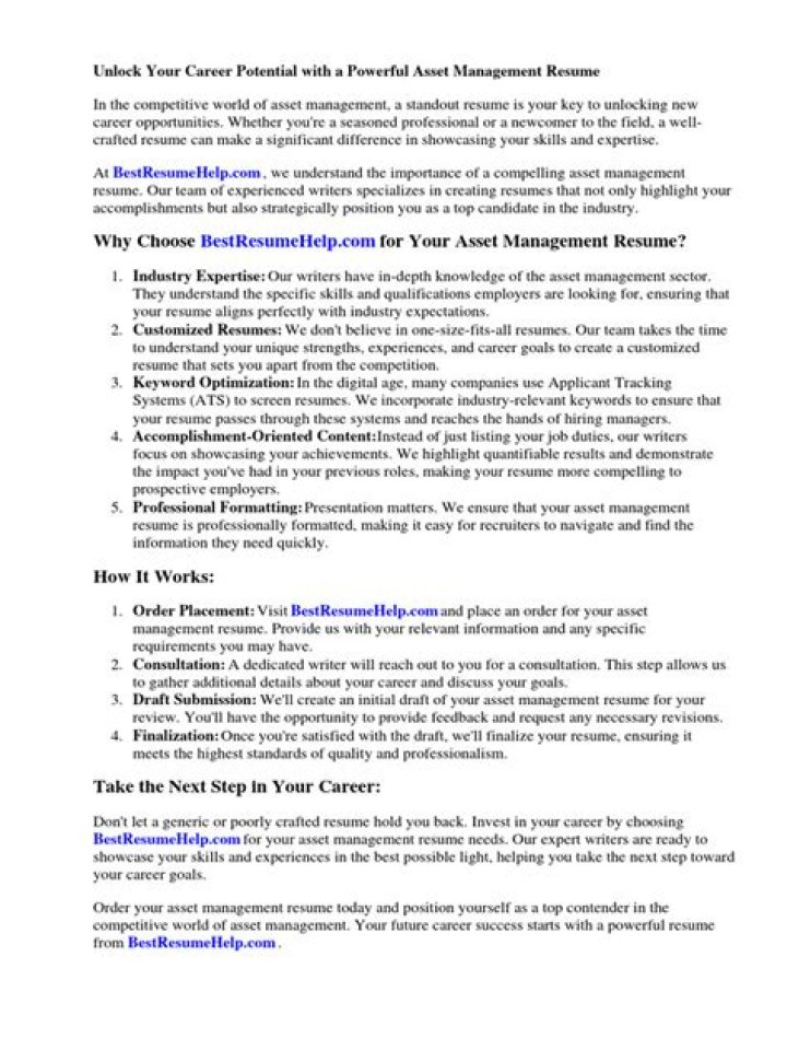 Asset Management Resume PDF for Career Success