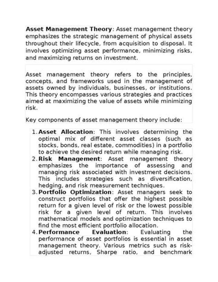 Asset Management Theory PDF: Key Concepts and Practical Applications