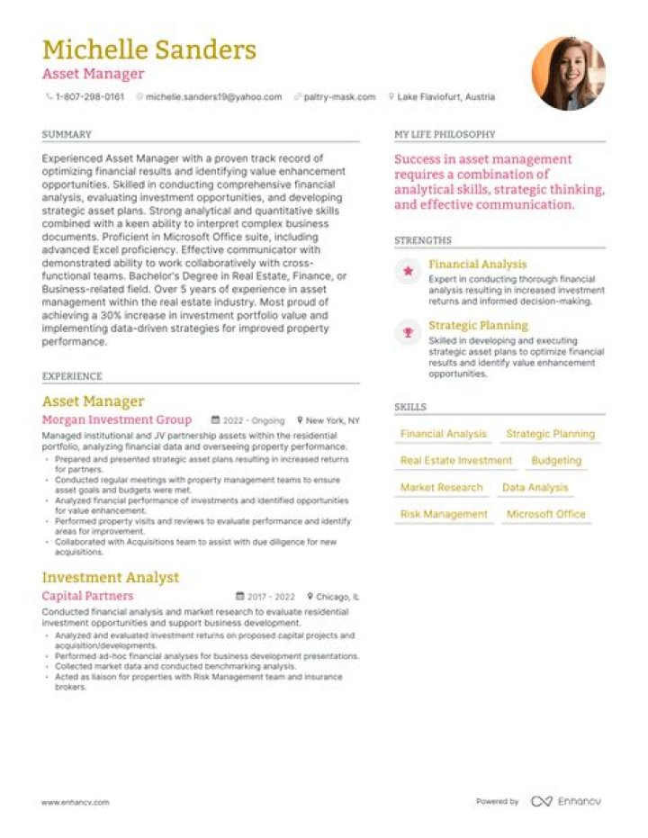 Asset Manager Resume PDF for Portugal – Tailored for Local Job Markets