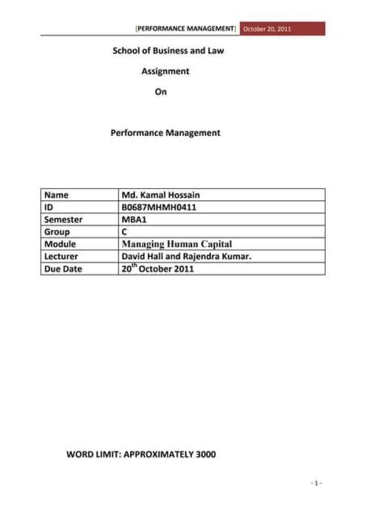 Download Free Assignment on Performance Management PDF